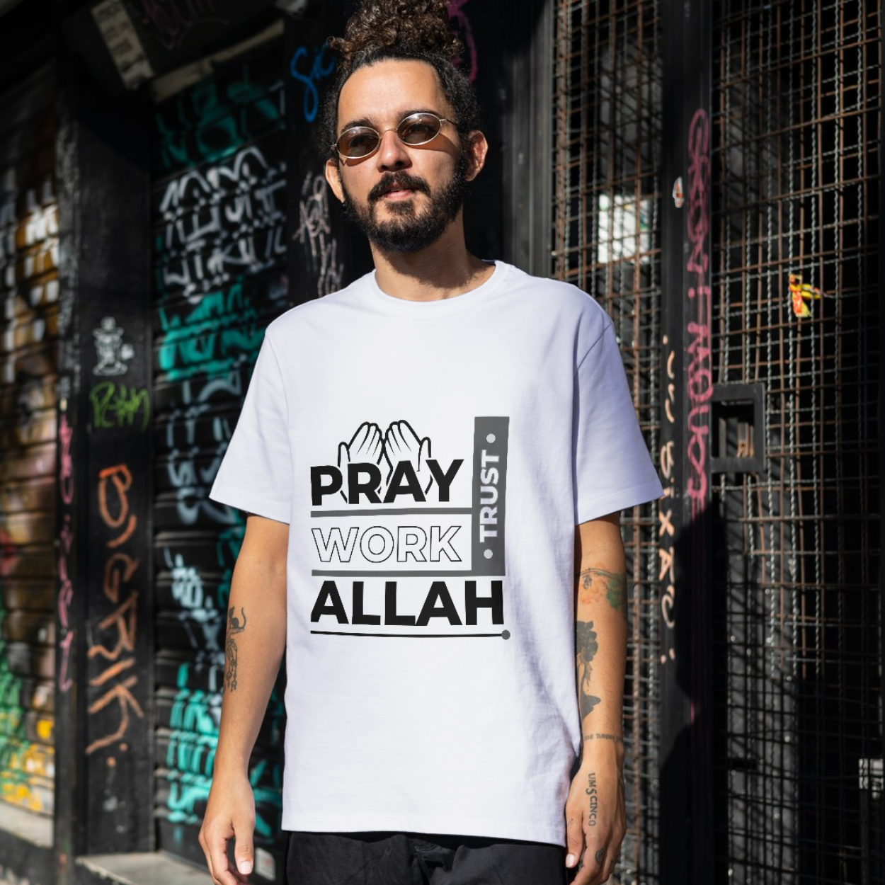 Man`s T-Shirt Relaxed Fit Heavyweight 100% Cotton- PRAY