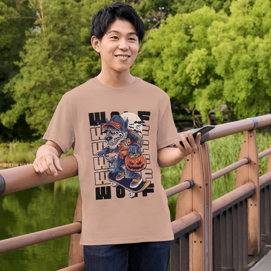 Man`s T-Shirt Relaxed Fit Heavyweight 100% Cotton- WOLF
