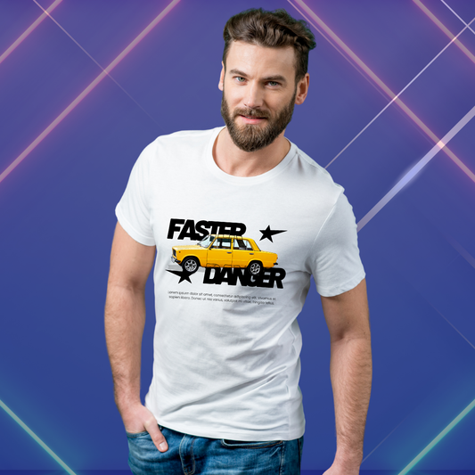Men’s Casual Racing Car Graphic Tee – Faster Danger